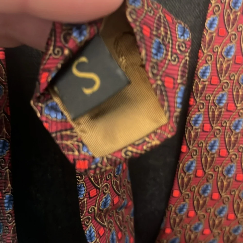 Robert Talbott Studio Red and Blue Floral Vine Silk Tie